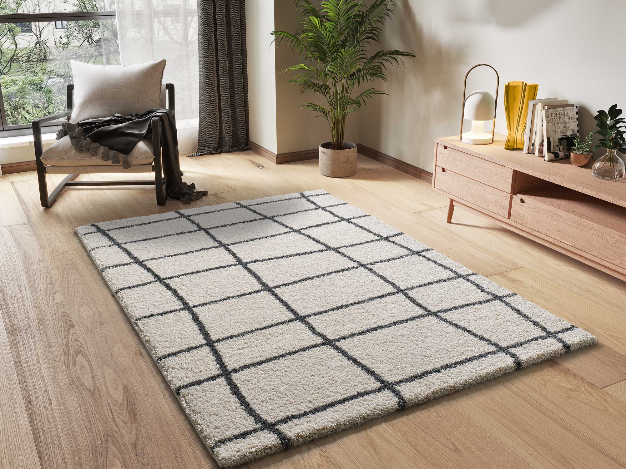 ATTICGO | Alfombra Estilo Bereber Moderno ATLAS 8766 Blanca Ambiente