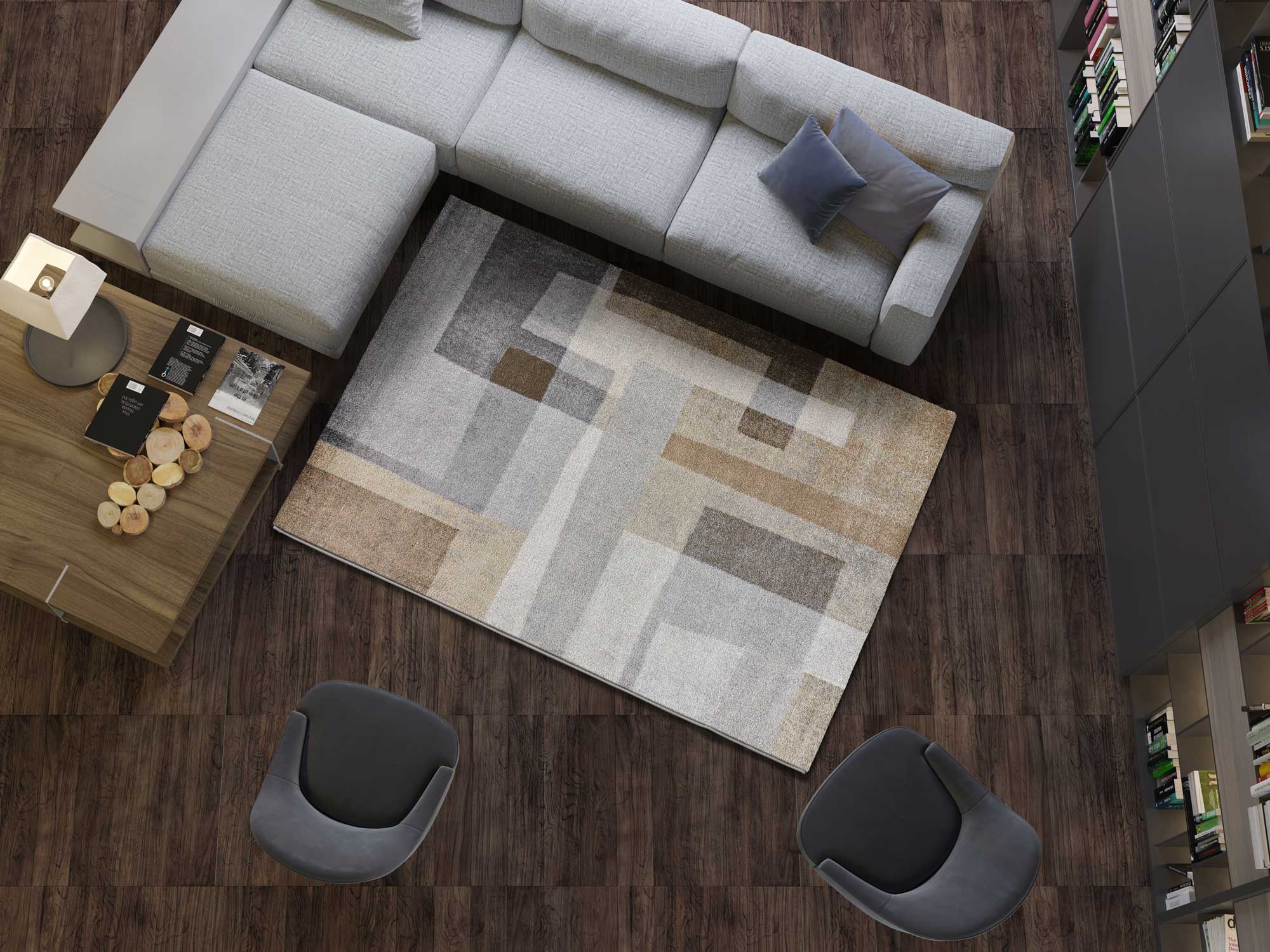 Atticgo Alfombra abstracta Aydin 6122 Beige ambiente