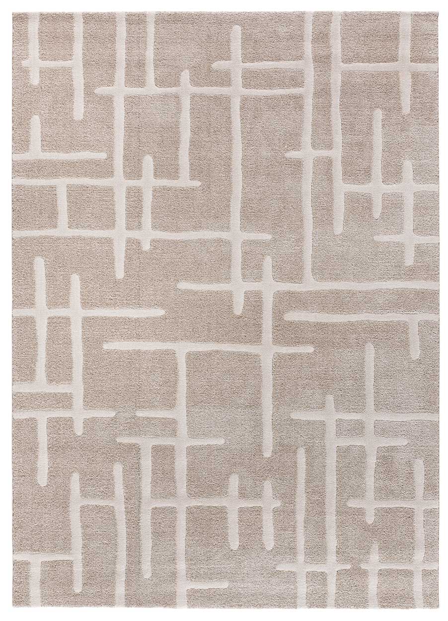 Atticgo Alfombra geométrica con relieve Caledonia 77301 Beige