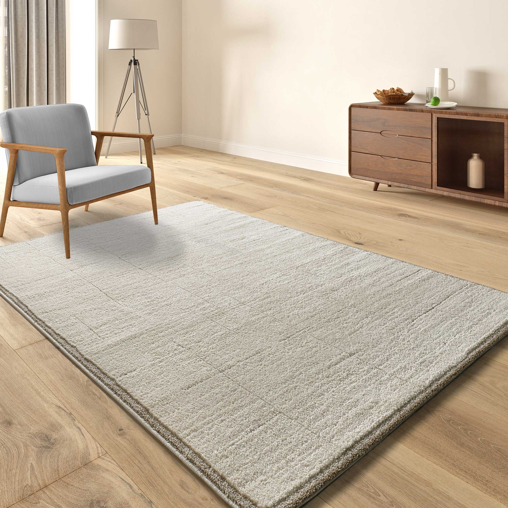 Atticgo Alfombra de estilo escandinavo Candela 2308 Crema ambiente