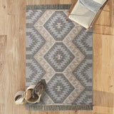 Alfombra kilim con flecos Chandia 1076 Gris