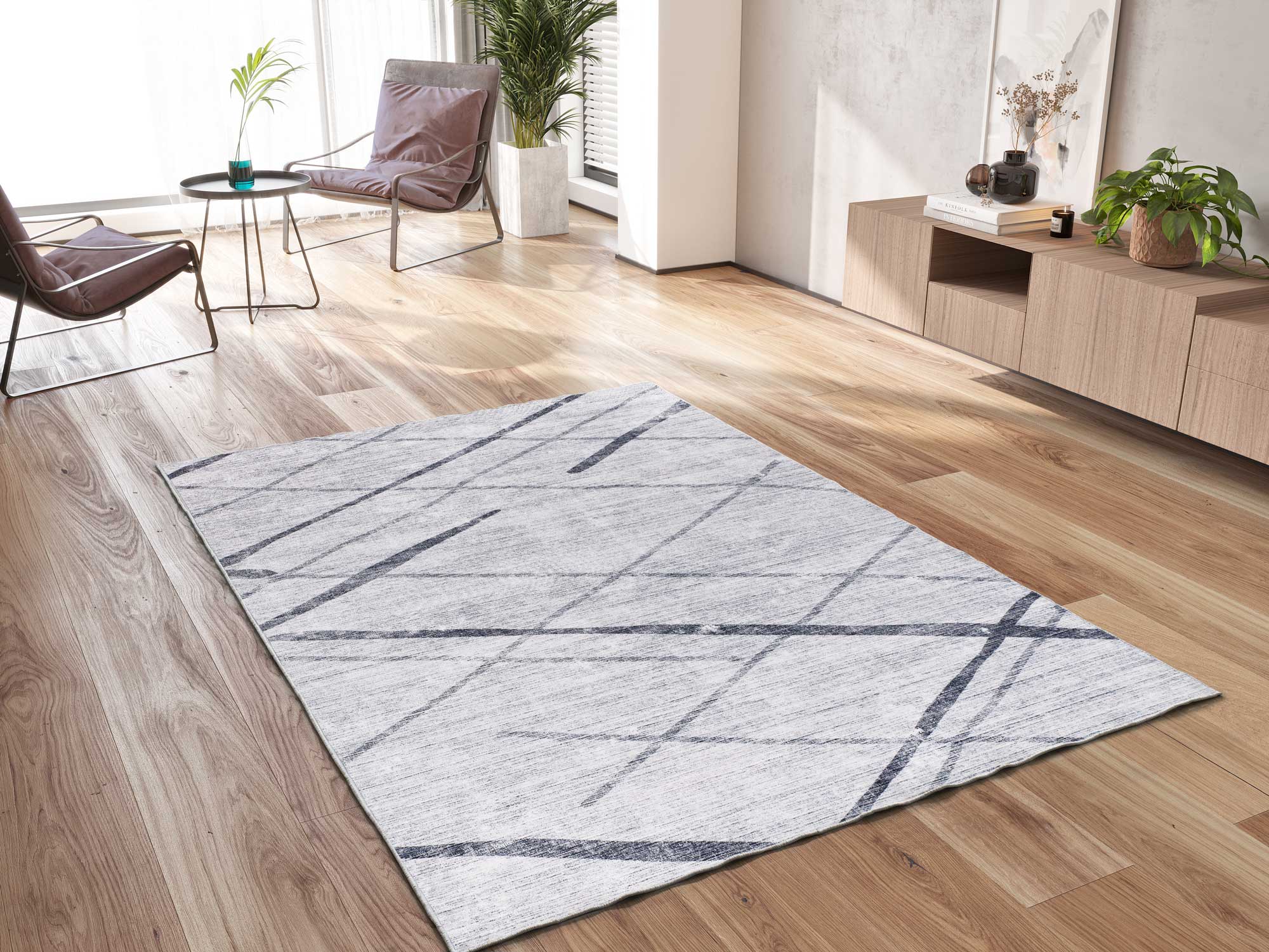 Atticgo | Alfombra Minimalista Impreso CLASS 22036 Gris Ambiente