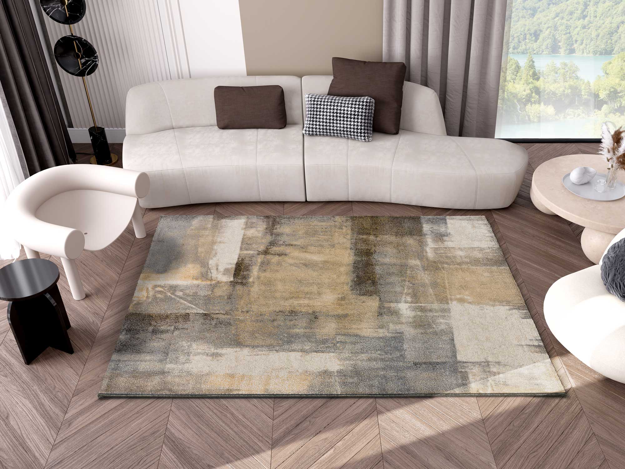 Atticgo Alfombra abstracta Cream 12657 Beige ambiente