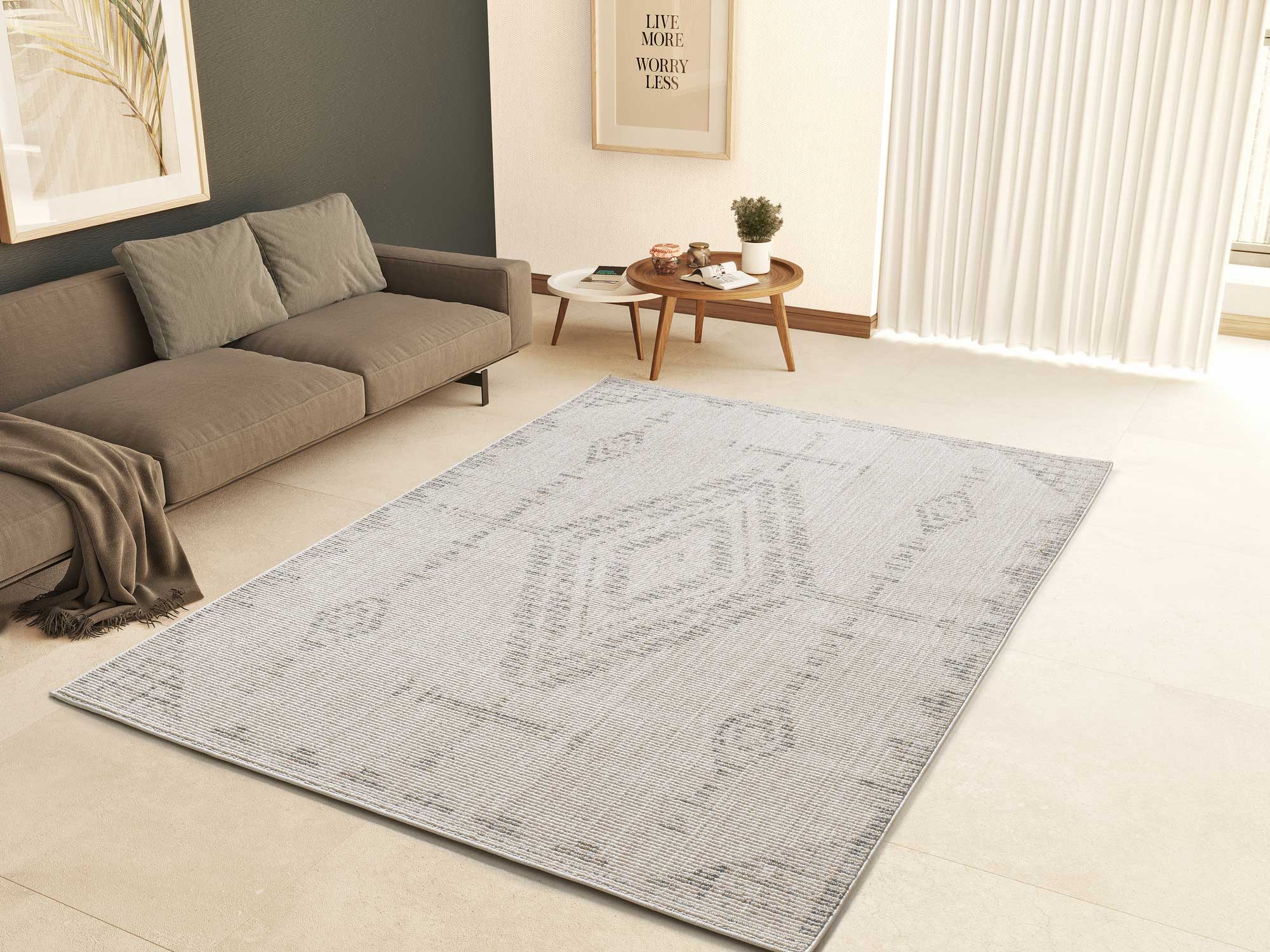 Atticgo Alfombra con relieve de estilo étnico ELEMENT 9166 Beige ambiente