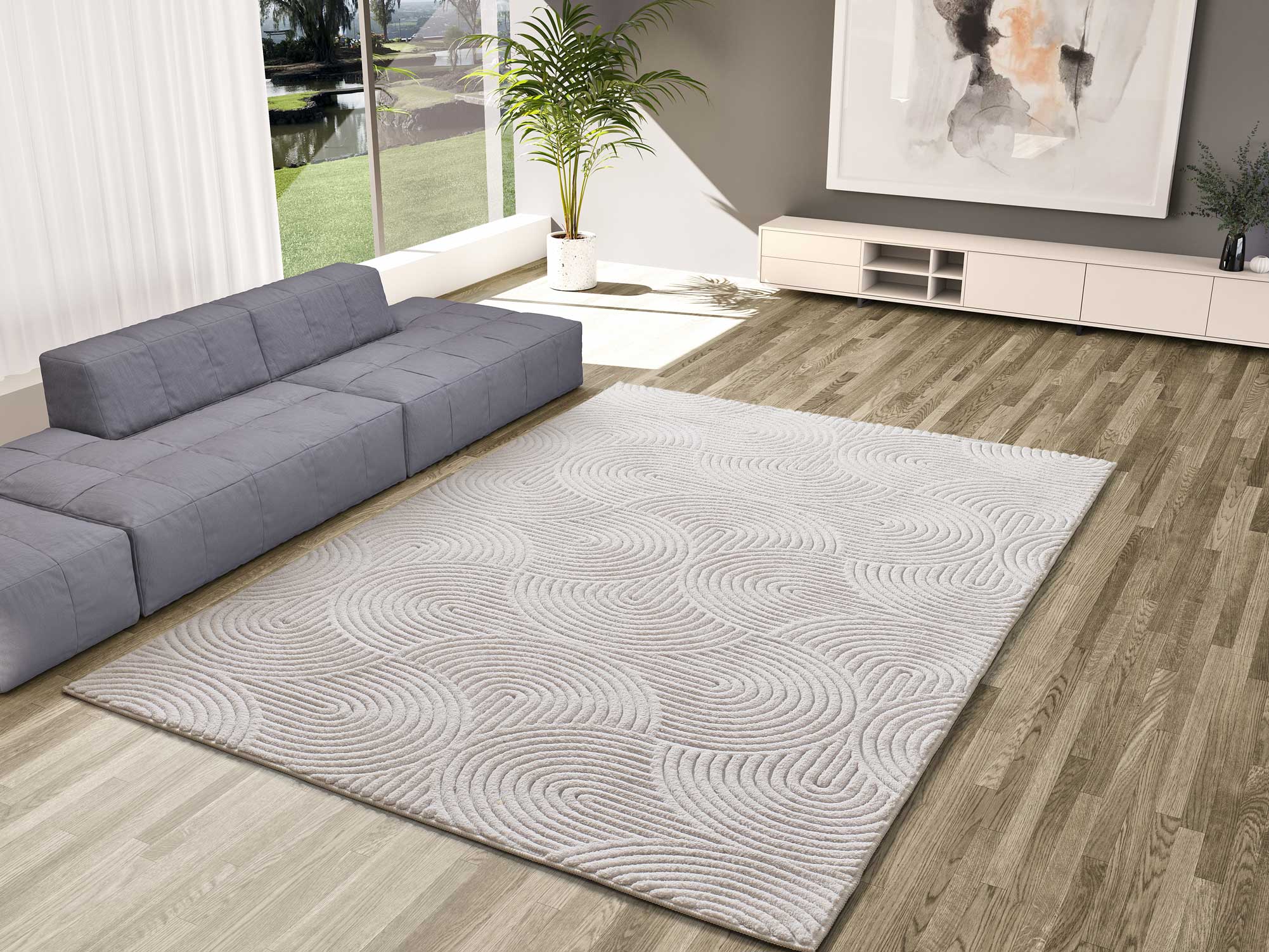 Atticgo | Alfombra Texturas Neutras ESTILO 23040 Crema Ambiente