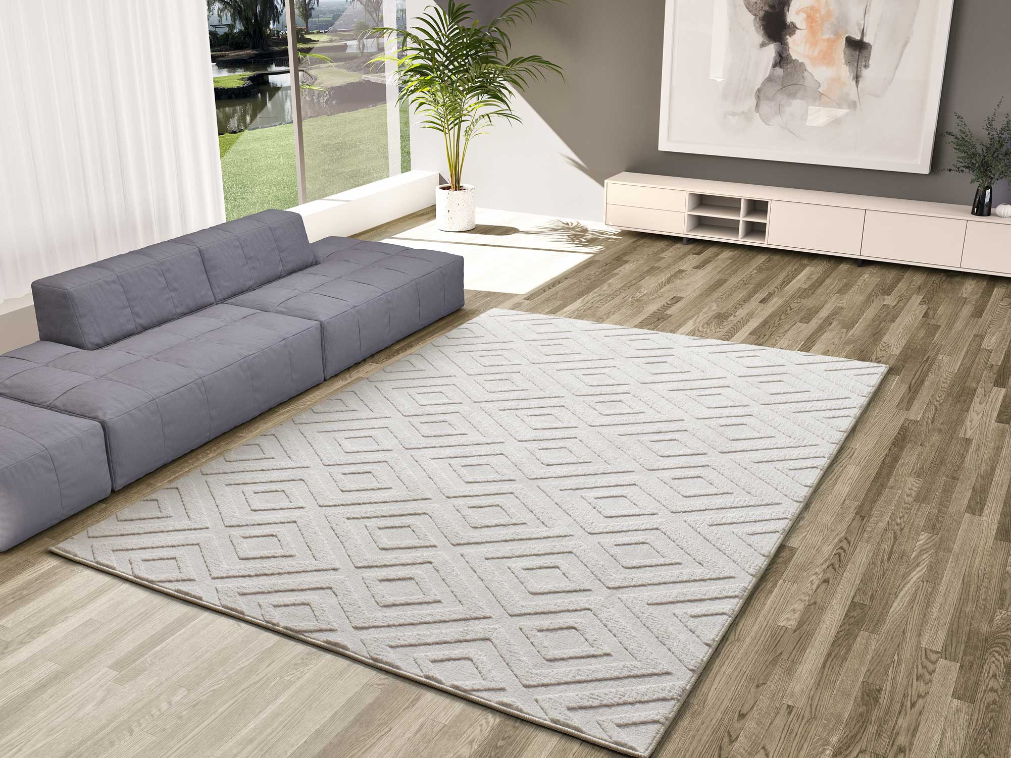 Atticgo | Alfombra Texturas Neutras ESTILO 23061 Crema Ambiente