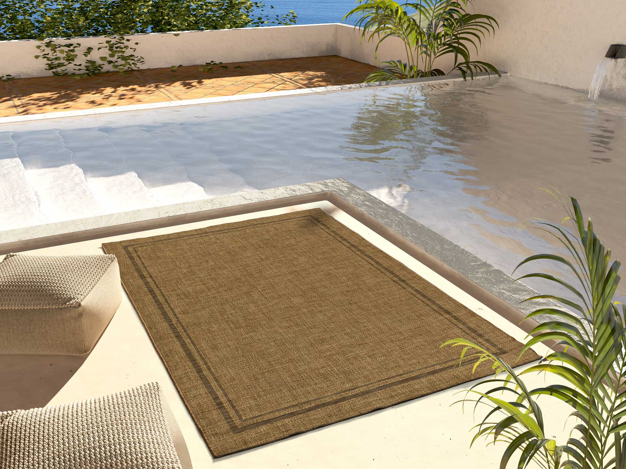 Atticgo Alfombra de exterior-interior efecto yute Guinea 28805 Natural ambiente