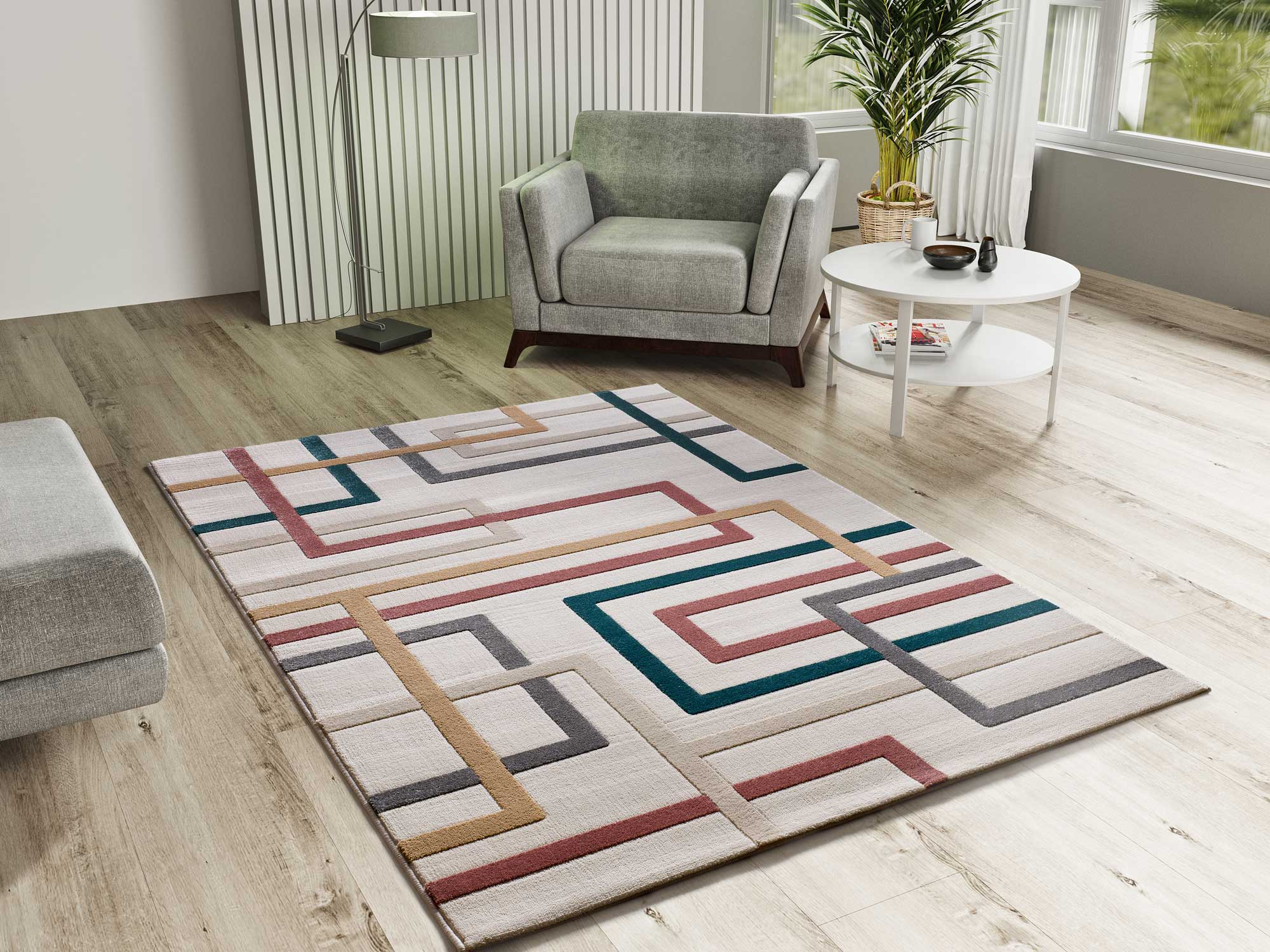 Atticgo Alfombra geométrica con relieve Karisma 12758 Multicolor  ambiente