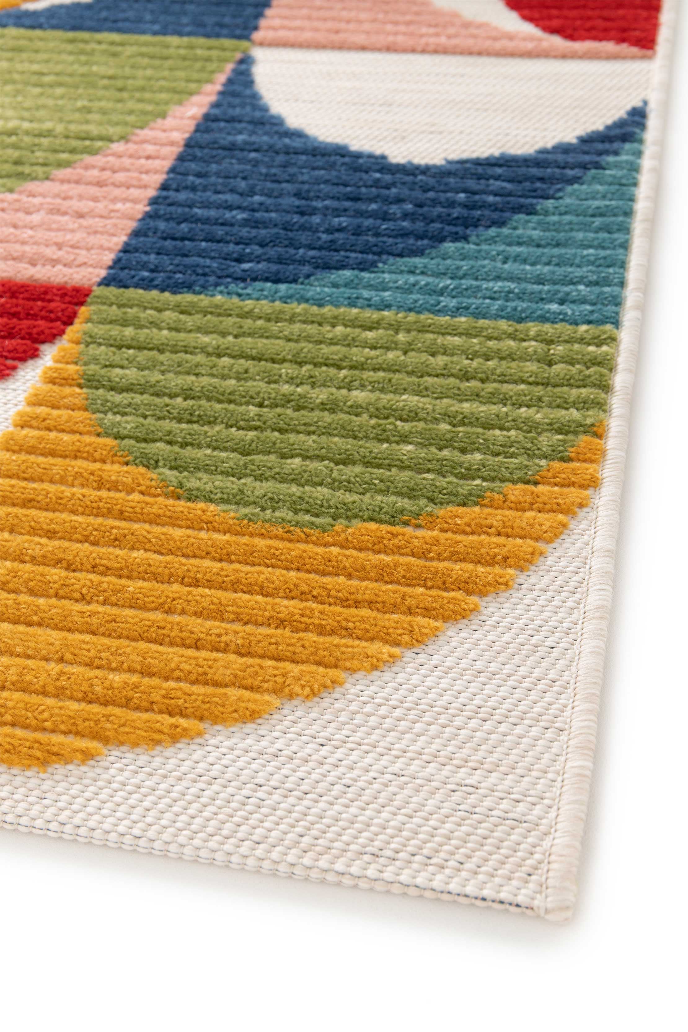 Atticgo Alfombra geométrica con relieve de exterior-interior Mila 23524 Multicolor detalle esquina