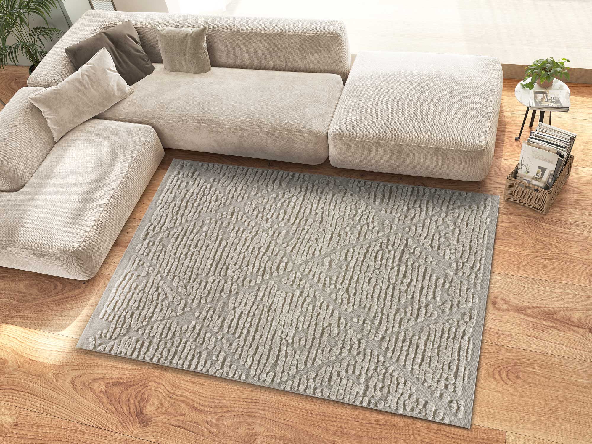 Atticgo Alfombra de lana Mirtha 318 Beige ambiente