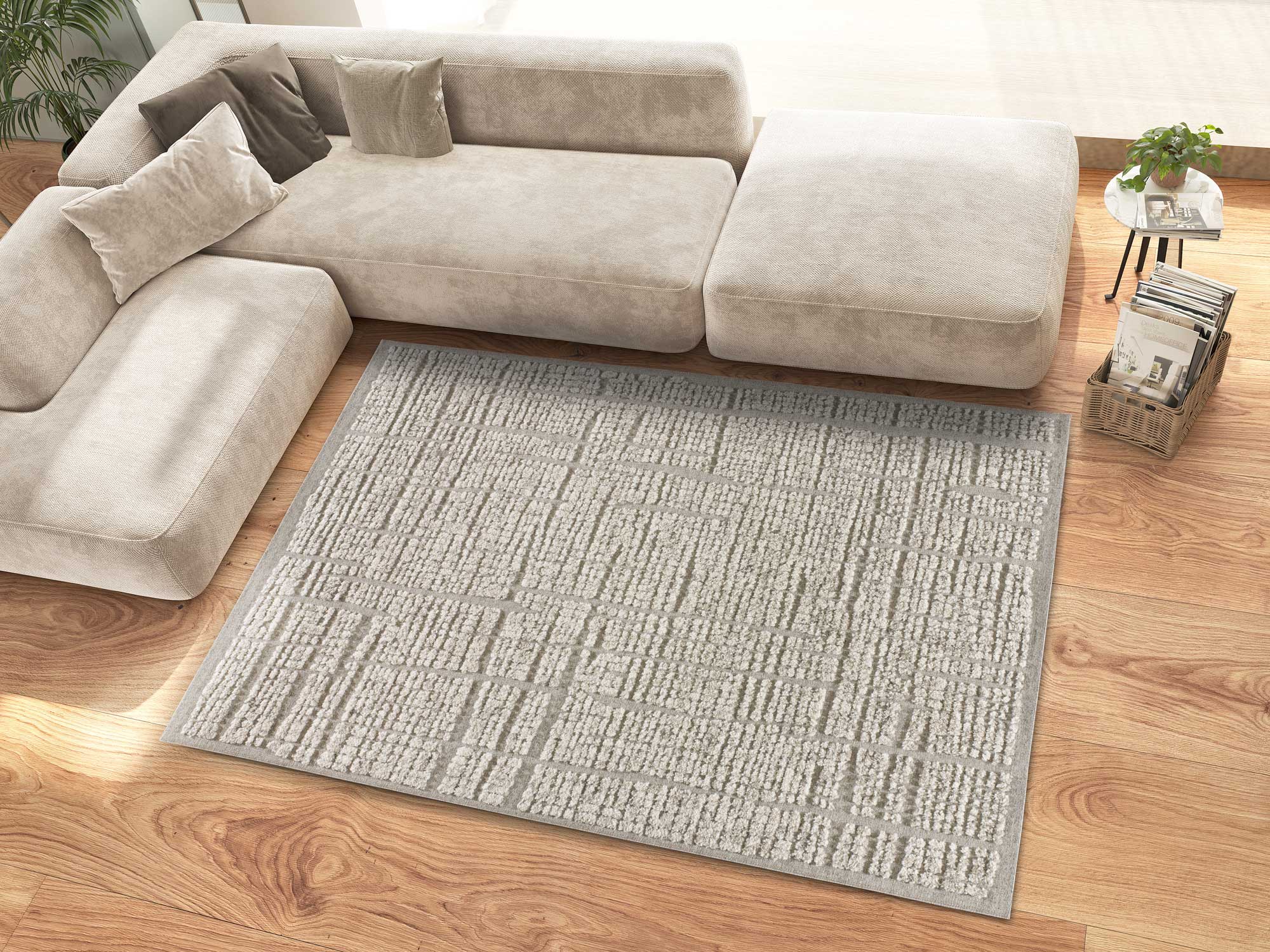 Atticgo Alfombra de lana Mirtha 932 Beige ambiente