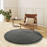 Norge 8507 Anthracite Round Plain Shaggy Rug Anthracite