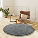 Norge 8507 Grey shaggy round plain rug