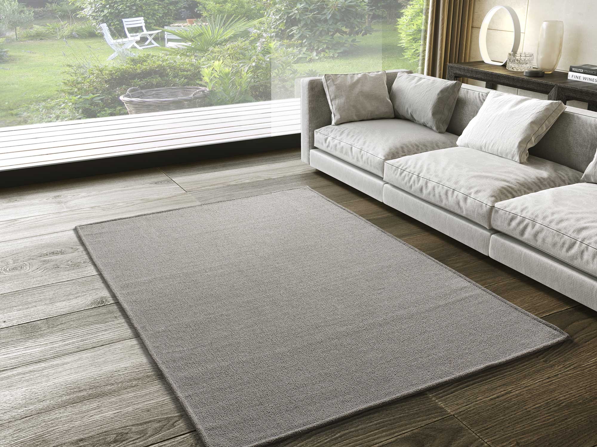 Atticgo alfombra saffi liso beige ambiente