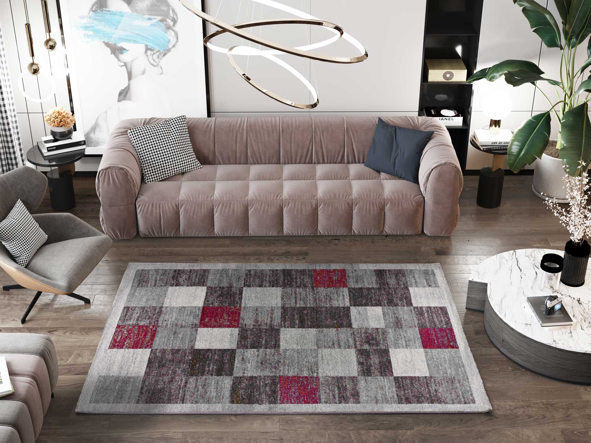 Atticgo Alfombra moderna Sheki 16763 Gris﻿ ambiente