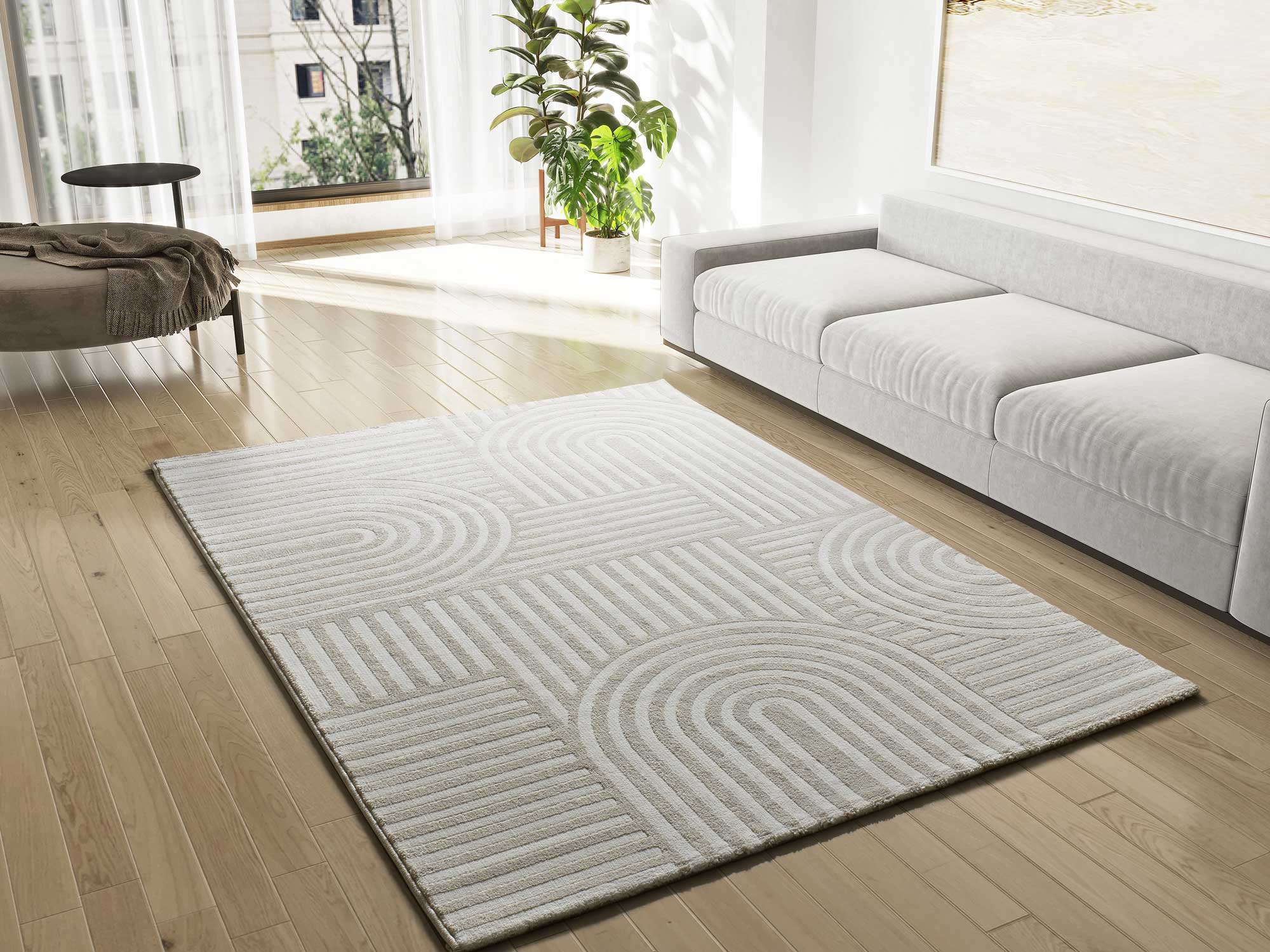 Atticgo Alfombra de estilo escandinavo con relieve Zen 12709 Blanco ambiente