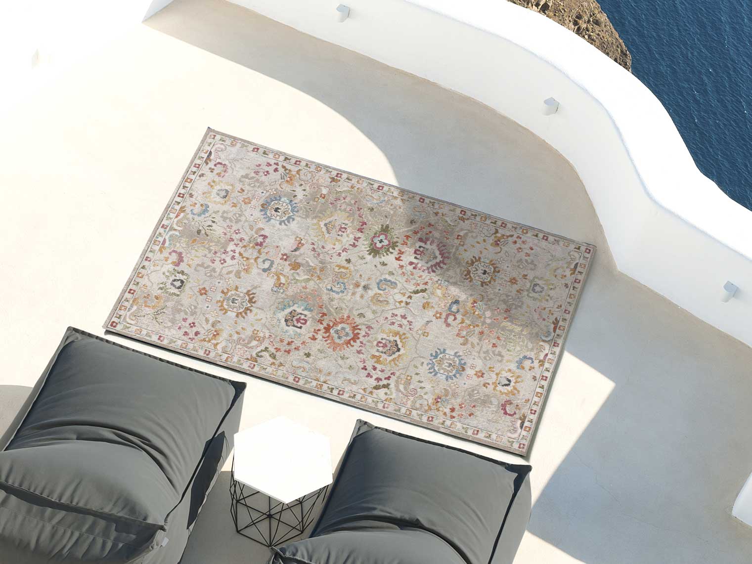 Atticgo Alfombra de exterior estilo vintage Fancy 1021 Multi ambiente