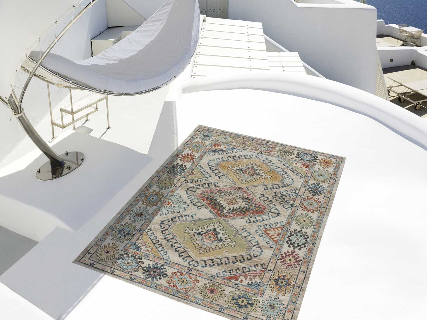 Atticgo Alfombra de exterior-interior estilo vintage Fancy 1211 Multi ambiente