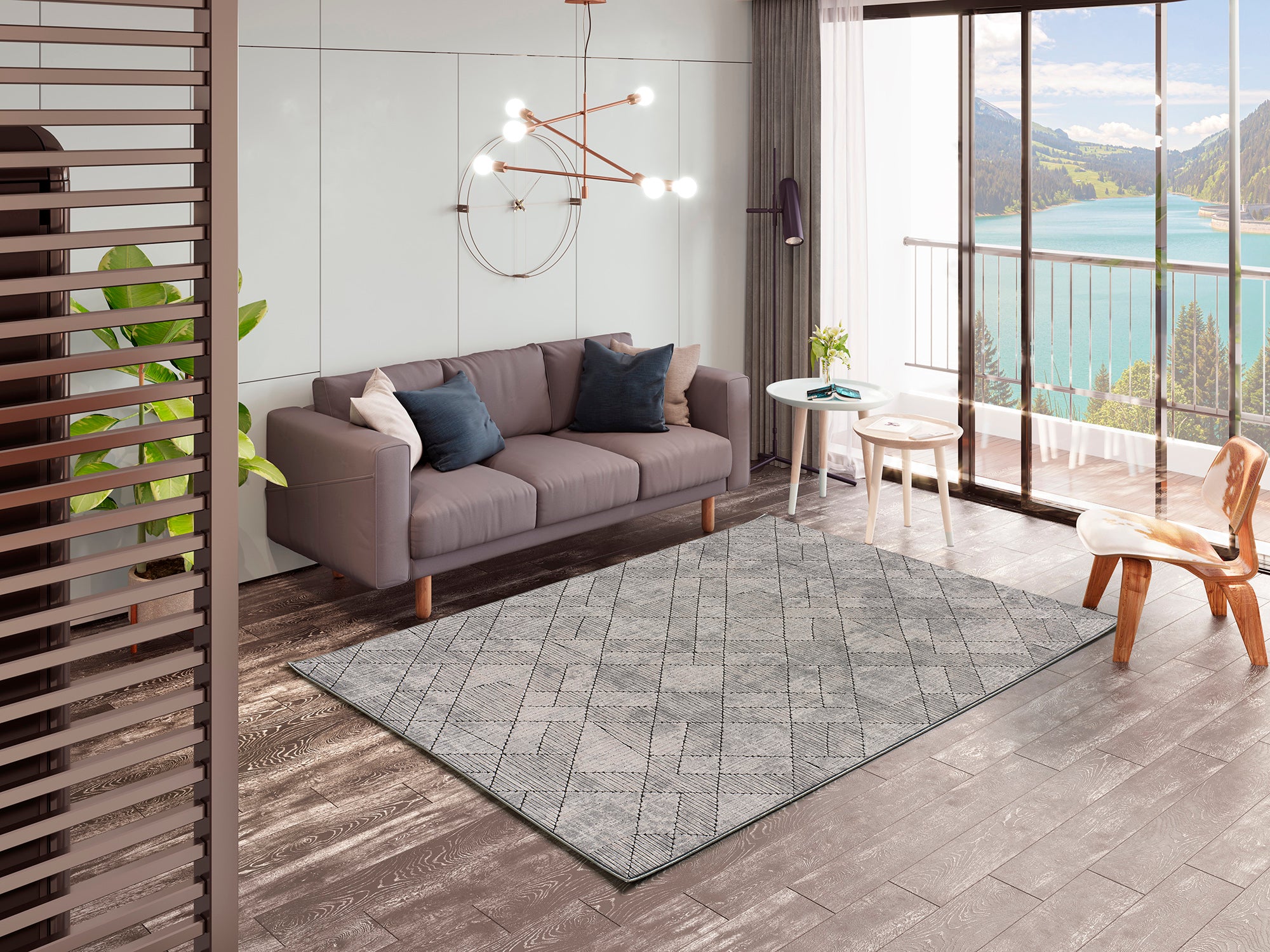 Atticgo Alfombra de viscosa Gianna 1011 Gris ambiente