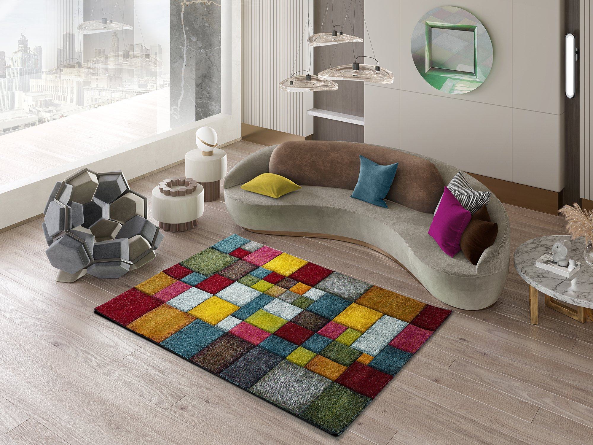 Atticgo Alfombra geométrica Harlequin 40006 Multi Ambiente