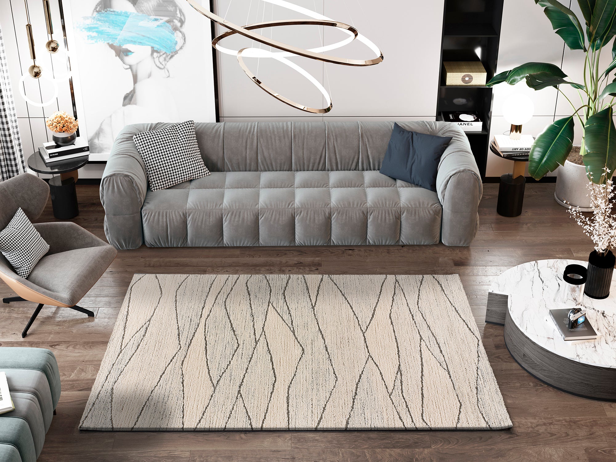 Atticgo Alfombra de estilo nórdico Kish 59666 Gris ambiente