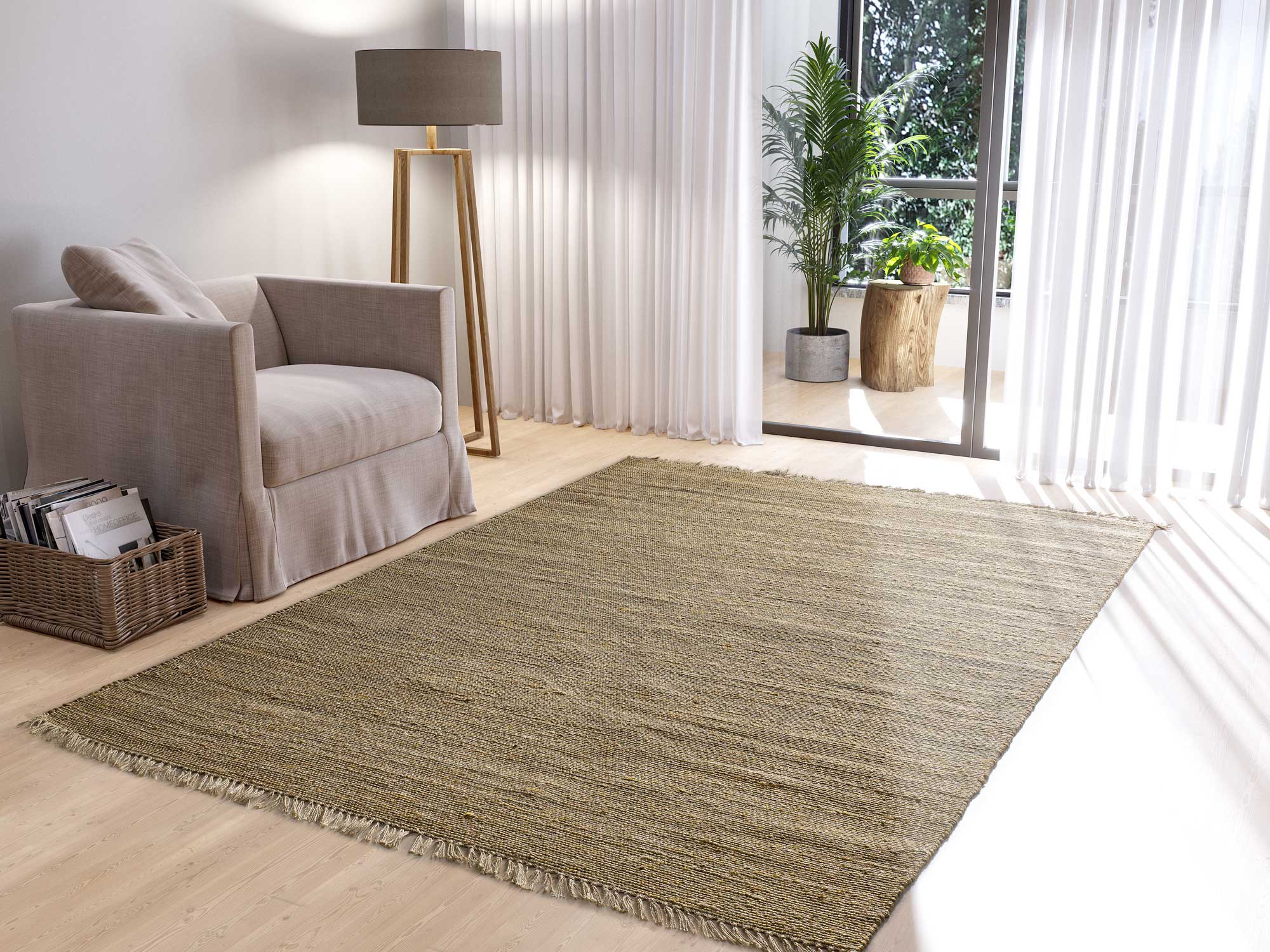 Atticgo Alfombra de yute con flecos Nako 297 Natural ambiente