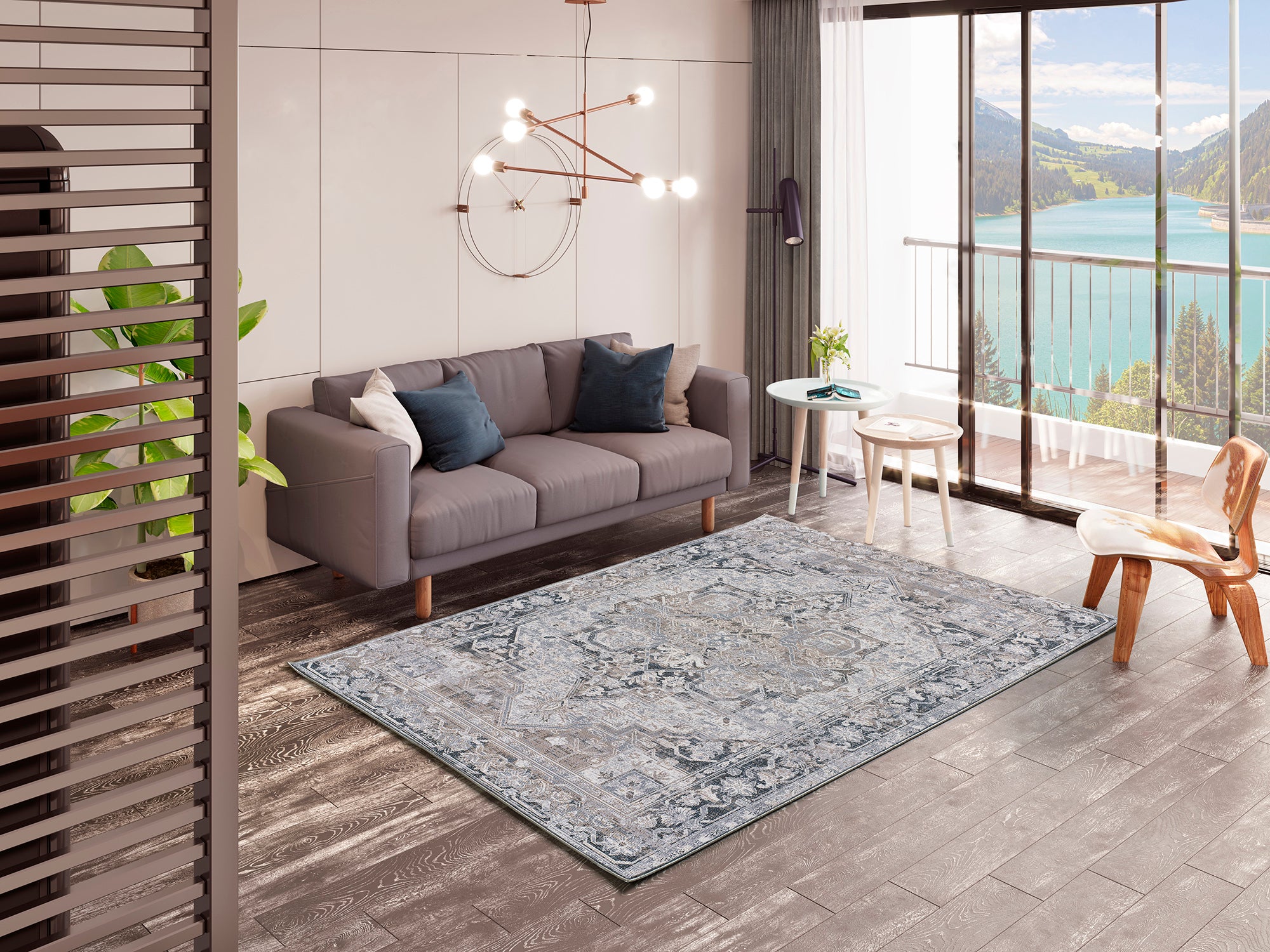 Atticgo Alfombra vintage Neila 1304 Gris ambiente