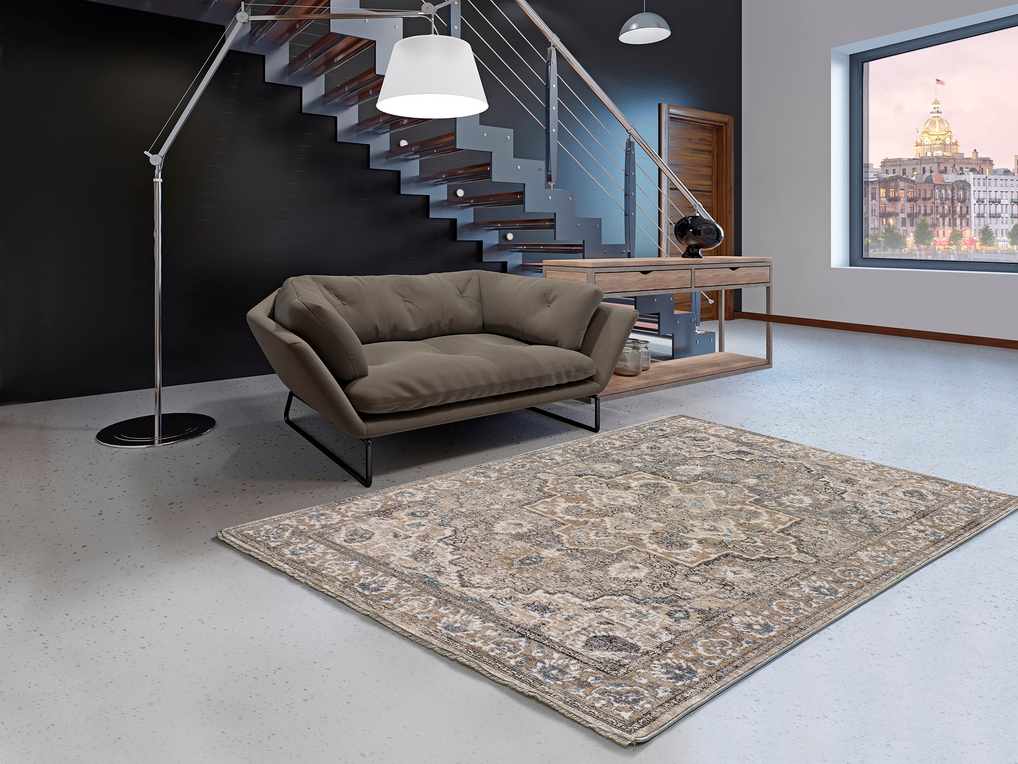 Atticgo Alfombra vintage Saida 35026 Gris ambiente