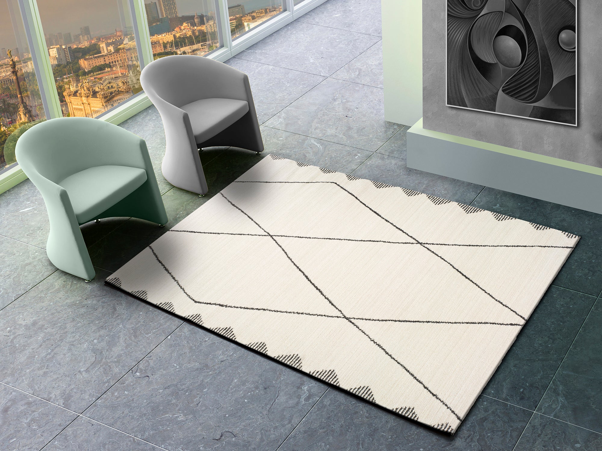 Atticgo Alfombra de estilo escandinavo Tanum 50405 Blanco ambiente