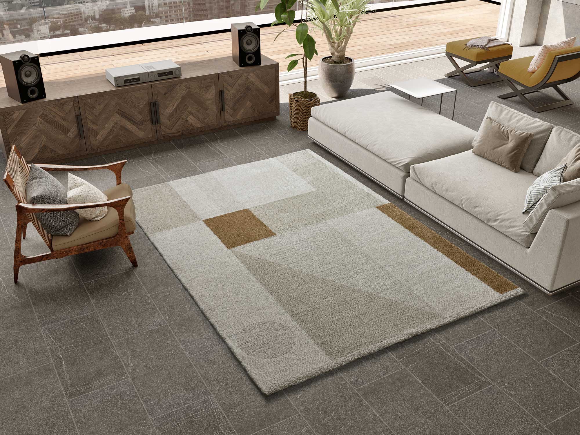 Alfombra geométrica Venus 68119 Multicolor ambiente | Atticgo